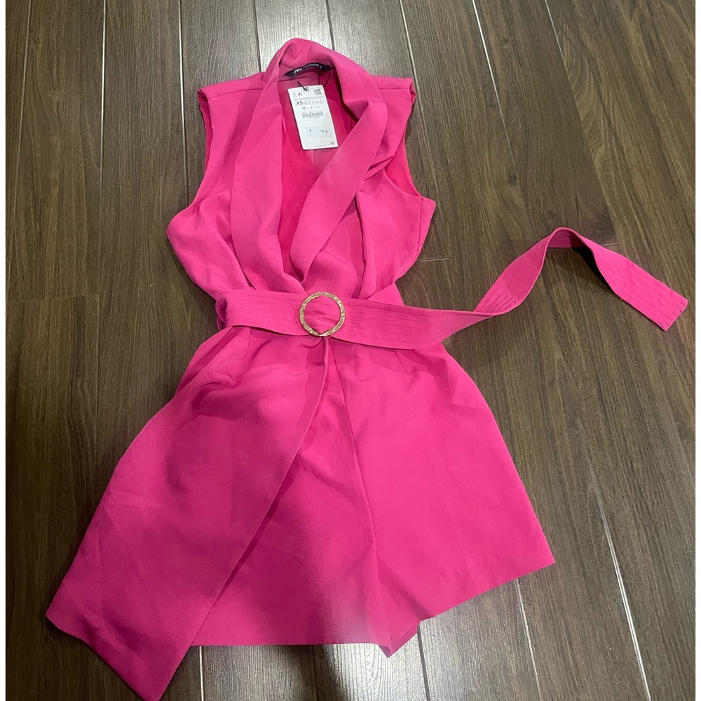 Zara Pink Collared Jumpsuit with Belt